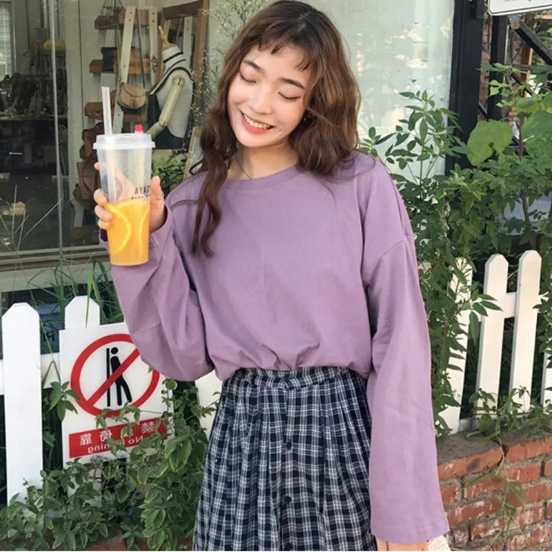 Harajuku футболки женские Простые Топы Chic свободные модные мягкие рубашка для отдыха
