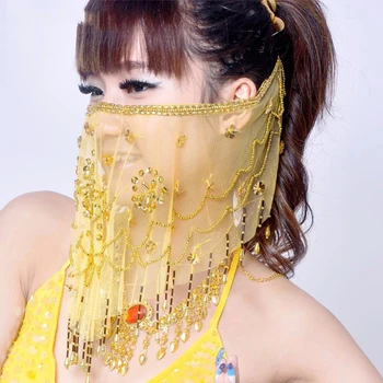 

2017 New Arrival Belly Dance Shop Accessories Three Layers Of Phnom Penh Embroidered Silk Veil Indian Headdress Free Shipping