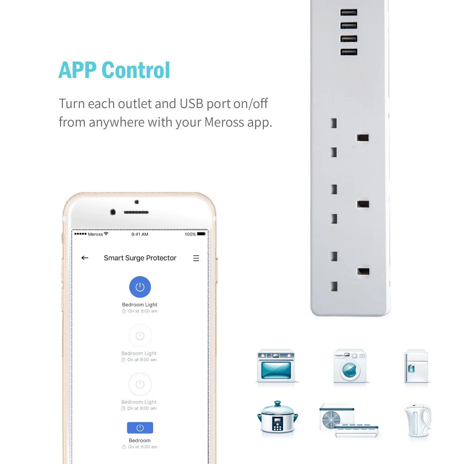 Мульти WiFi Smart power Strip стабилизатор напряжения UK Электрический Штекерный адаптер розетка 3 розетки 4 USB порта работа с Alexa Google Home