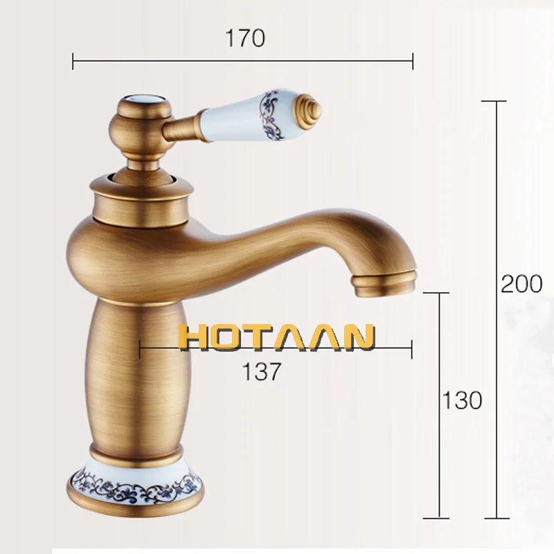 Бесплатная доставка Ванная комната кран античная бронза отделка латунь бассейна Раковина Одной ручкой смеситель горячей и холодной