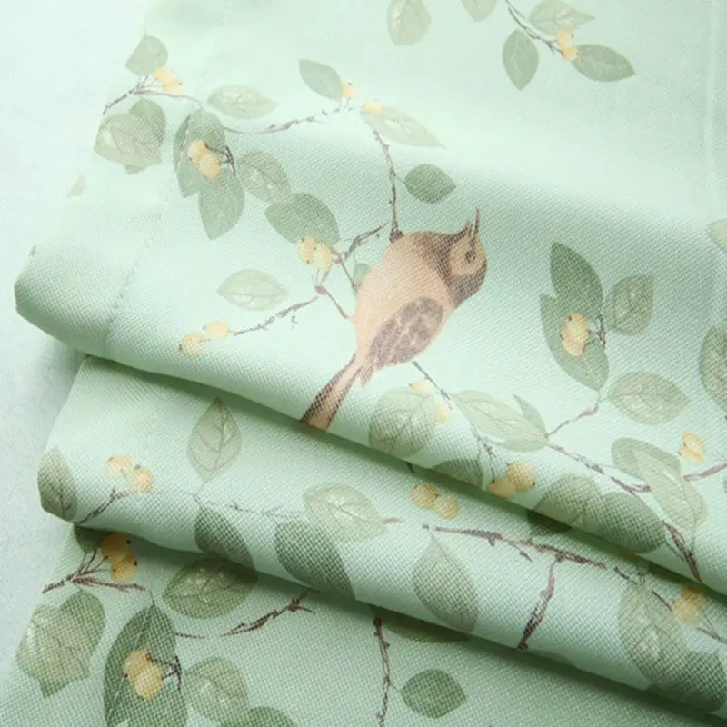 Пасторальный зеленый лист птицы печати бархат льняная занавеска ткань тенты ткань занавески s для гостиной свежий Тюль прозрачная драпировка MY076#40 - Цвет: Cloth