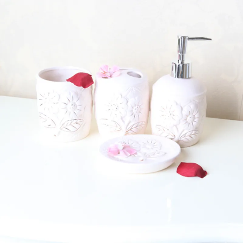 Керамические аксессуары для ванной комнаты 4 набора эмульсионная бутылка мыла в