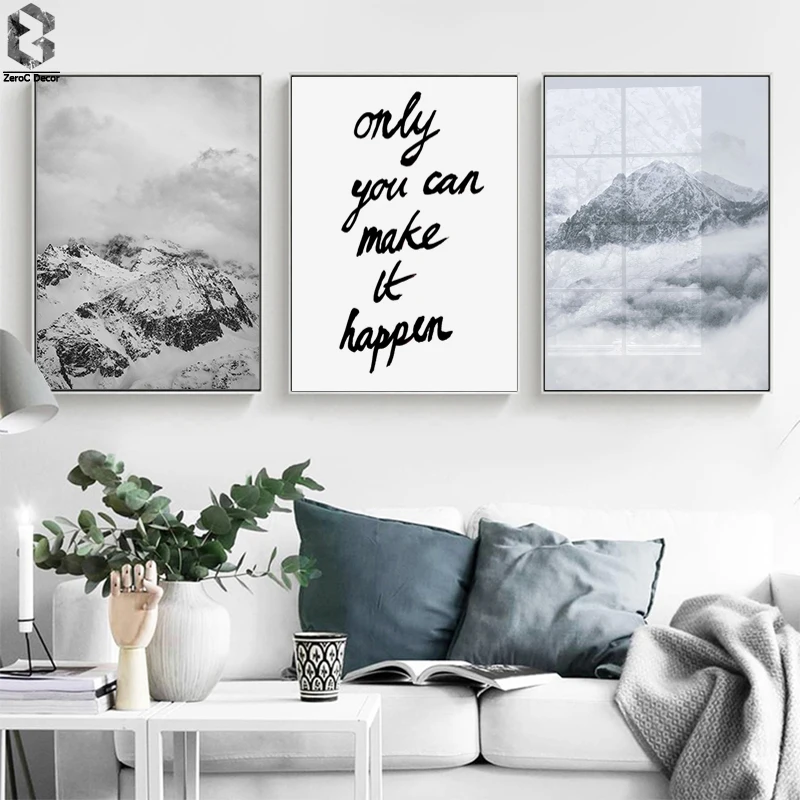 

Mountain Motivation Quotes Wall Art Canvas Painting Nordic Posters And Prints Decoration Pictures For Living Room Decor