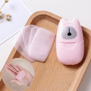 

50pcs Disposable Soap Paper Clean Scented Slice Foaming Box Mini Paper Soap Outdoor Travel Use Hand Washing Mini PaperSoap TSLM1