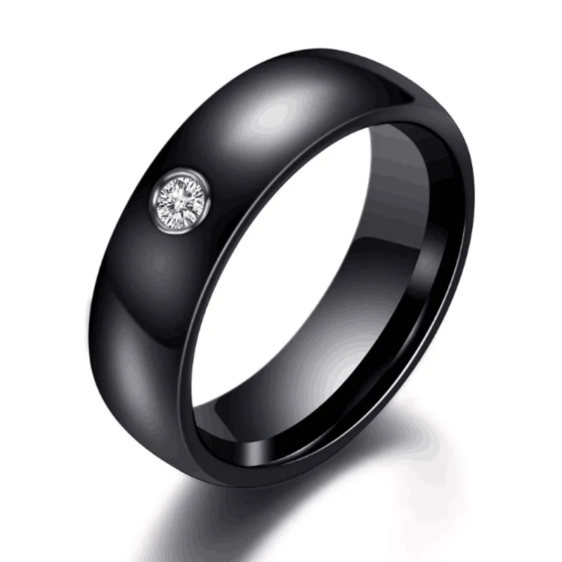 ZORCVENS 6 мм Широкие гладкие белые/черные керамические кольца для свадебной вечеринки ювелирные изделия женские кольца - Цвет основного камня: 14795