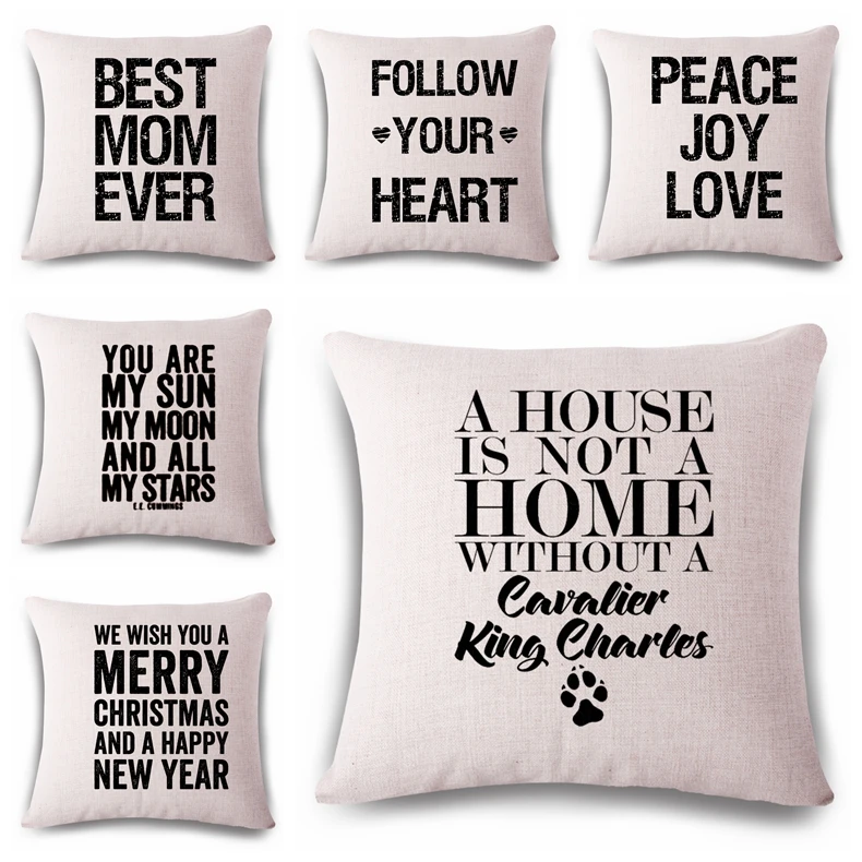 

Best Mom Ever Cushion Cover Woven Linen Family Affection Sofa Seat Family Home Decorative Throw Pillow Case Housse De Coussin