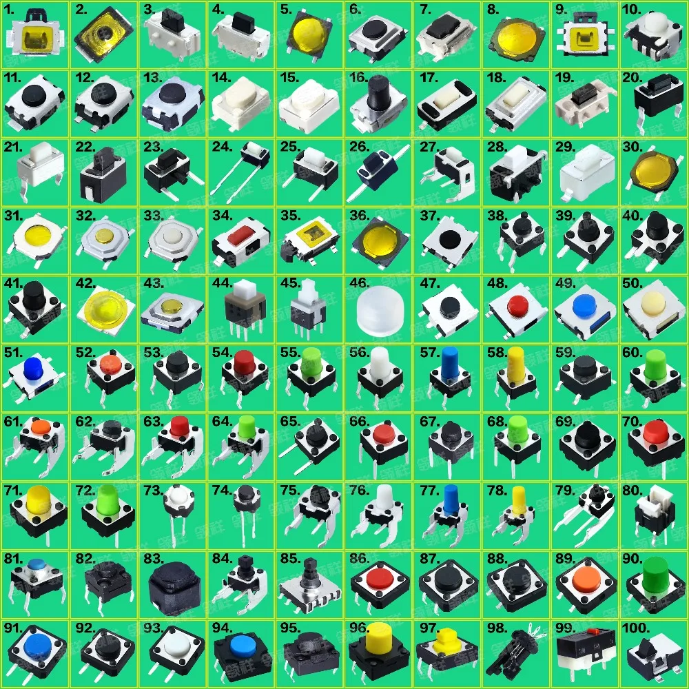 

500PCS Assorted Micro Push Button Tact Switch Reset Mini Leaf Switch SMD DIP 12*12 3*6 6*6 100 Types DIY Repair Part