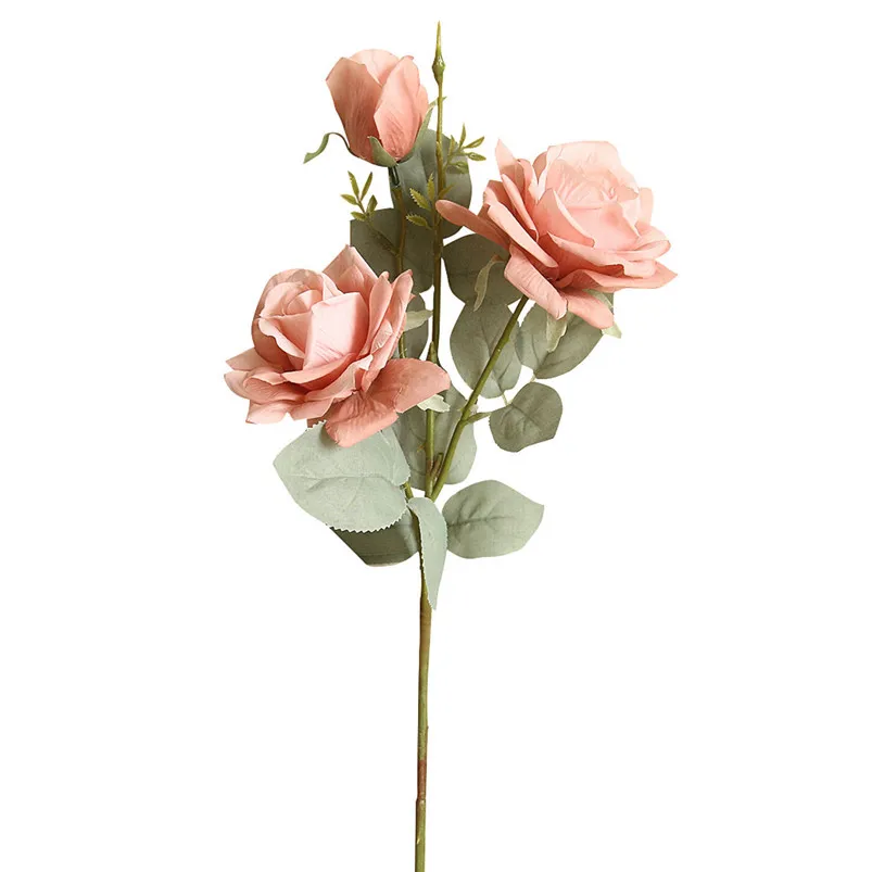 11cm Rose Flannel Peony Artificial Flowers Bouquet 3 Big Head and 1 Bud Cheap Fake Flowers for Home Wedding Decoration 40JUN2706