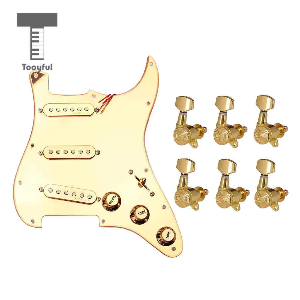 Mirror Surface Prewired SSS Pickguard Pickups+6R Sealed Gear Tuning Pegs Tuners Machine Heads for Strat ST Electric Guitar