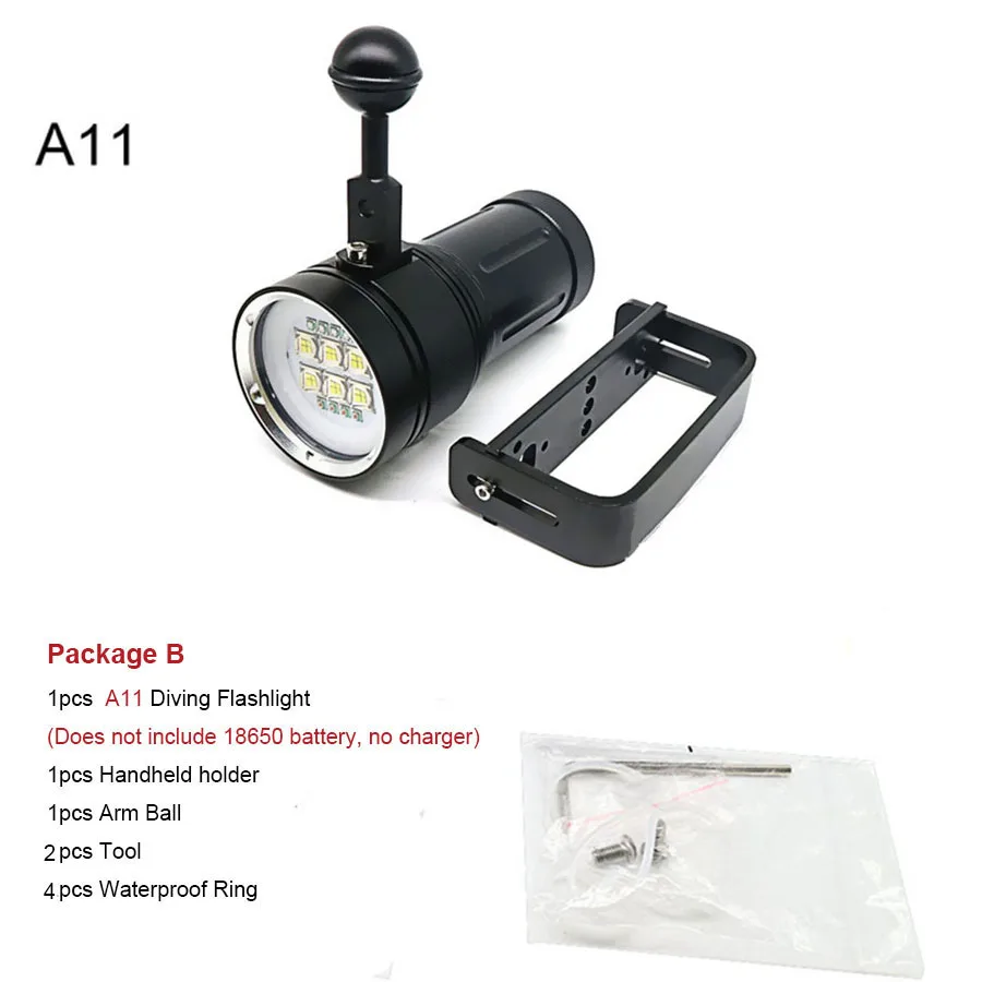 Светодиодный фонарик для дайвинга тактический фонарь подводный 100 м акваланга видео свет XHP70/XM-L2 светодиодный фотосъемка видео подводный фонарик лампа - Испускаемый цвет: A11