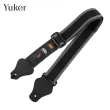 Adjustable Electric Guitar Strap Black with 3 Plectrums Guitar Pick Holders Nylon Leather Ends Acoustic Guitar