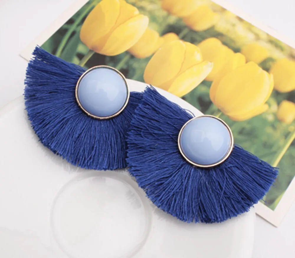 

New Bohemian Tassel Earrings for Women Wedding Party Acrylic Beads Statement Drop Earrings Long Vintage Fringing Jewelry
