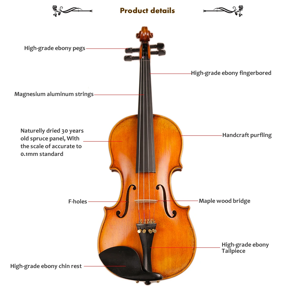 Мастер ручной работы под старину скрипка Naturelly сушеные 30 лет Европа Импортировала полосы клен индивидуальные скрипка 4/4 TONGLING бренд