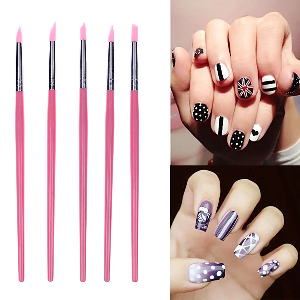 Buy 5Pcs Soft Silicone Nail Art design stamp Pen Brush