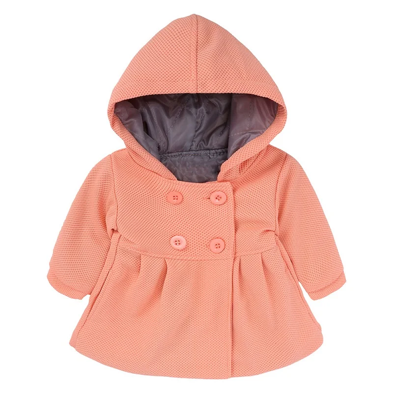 Красный для маленьких девочек тренчи с капюшоном Greatcoat с капюшоном топы корректирующие теплые зимние малышей Свободное пальто верхняя одежда - Цвет: Розовый