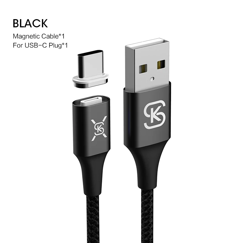 SIKAI 3A Магнитный Micro USB кабель для iPhone samsung type-c зарядный Магнитный зарядный адаптер usb type C кабель для мобильного телефона - Цвет: black for usb-c