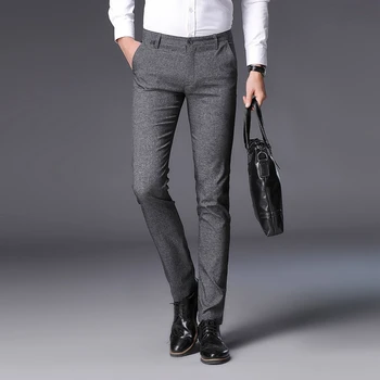 

Gray Men Pant Business Casual Pants Mens Asian Size 28-36 2019 autumn men pants