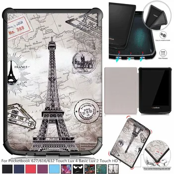 

Painted Slim Magnetic cover case for Pocketbook 627/616/632 funda cover for PocketBook Touch Lux 4 Basic Lux 2 Touch HD 3 case