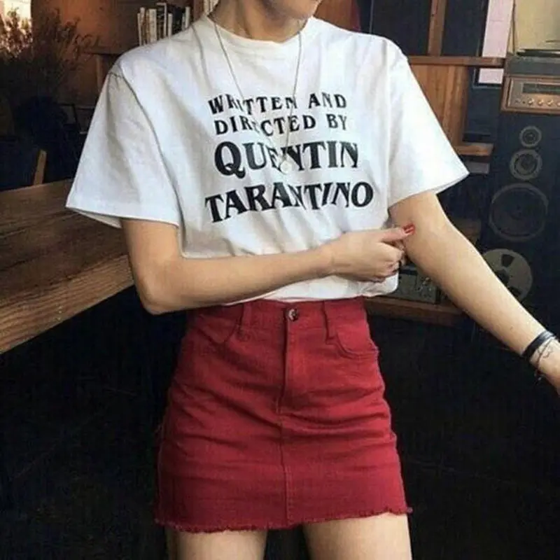 

Written And Directed By Quentin Tarantino T Shirt Women Summer Cotton Short Sleeve T-shirt Tumblr Streetwear Tee Shirt Femme