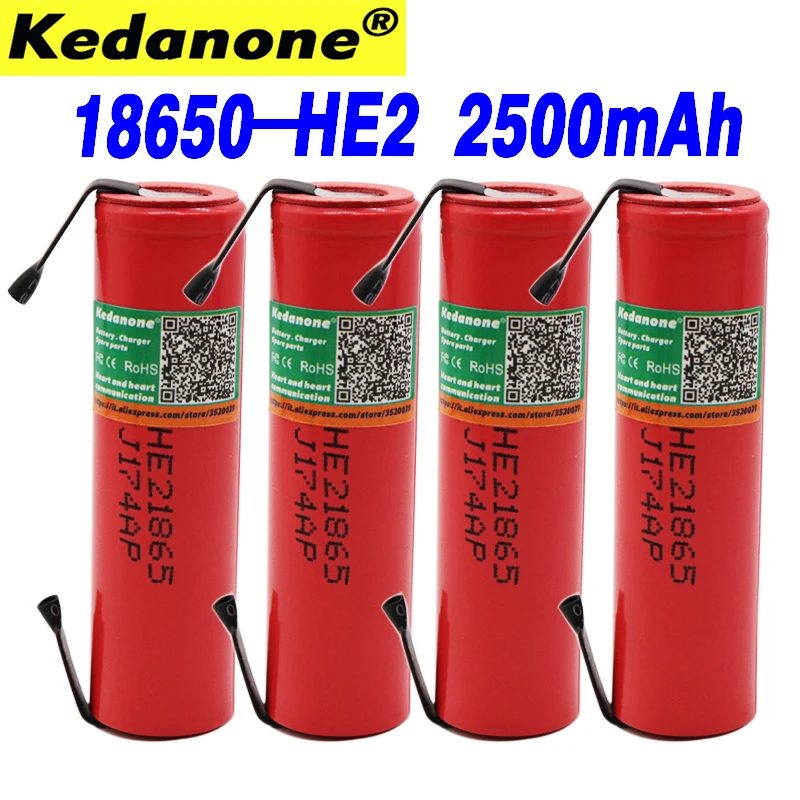 18650 3,6 V 2500 mAh HE2 IMR18650 аккумуляторная Мощная батарея, Макс 20A 35A разрядка батареи электронная сигарета+ DIY никель