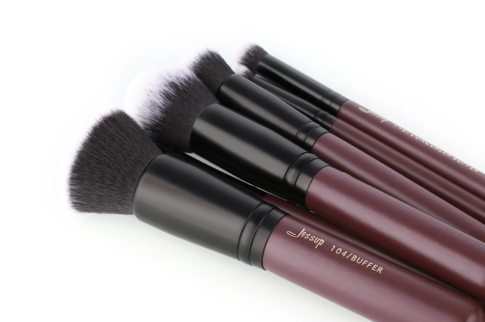 Jessup Escovas 10 Peças Ameixa Preto Pincéis de Maquiagem Conjunto Beleza Maquiagem Corretivo Escova & 1pc Bolsa Cosmético Feminino 4 High Quality Beleza e saúde