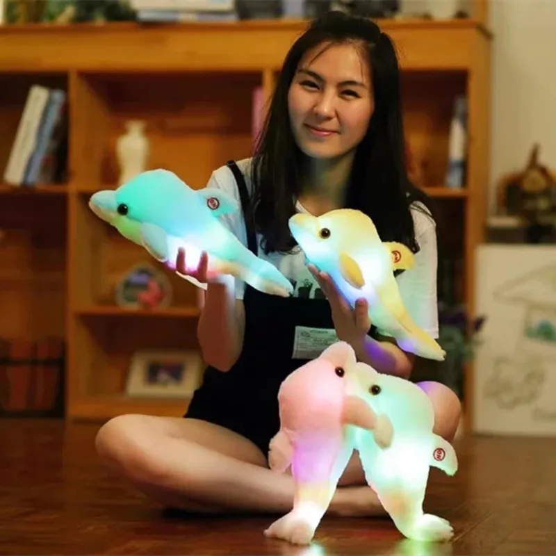 Colorful Glowing Plush Dolphin Toy with Led Light for Kids