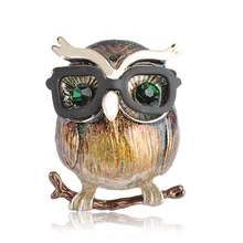 Blucome New Style Purple Parrot Brooch Big Belly Owl Brooches For Kids Gifts Suit Collar Sweater Clips Gold-color Pins Jewelry blucome shining big green flowers brooches for women vintage crystal brooch corsage women sweater hats scarf suit jewelry pins