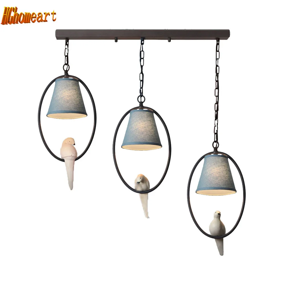 

110V-220V E14 Led Pendant Light Nordic Retro Iron Cute Bird Industrial Pendant Lamp Lighting Attic Living Room Reading Light