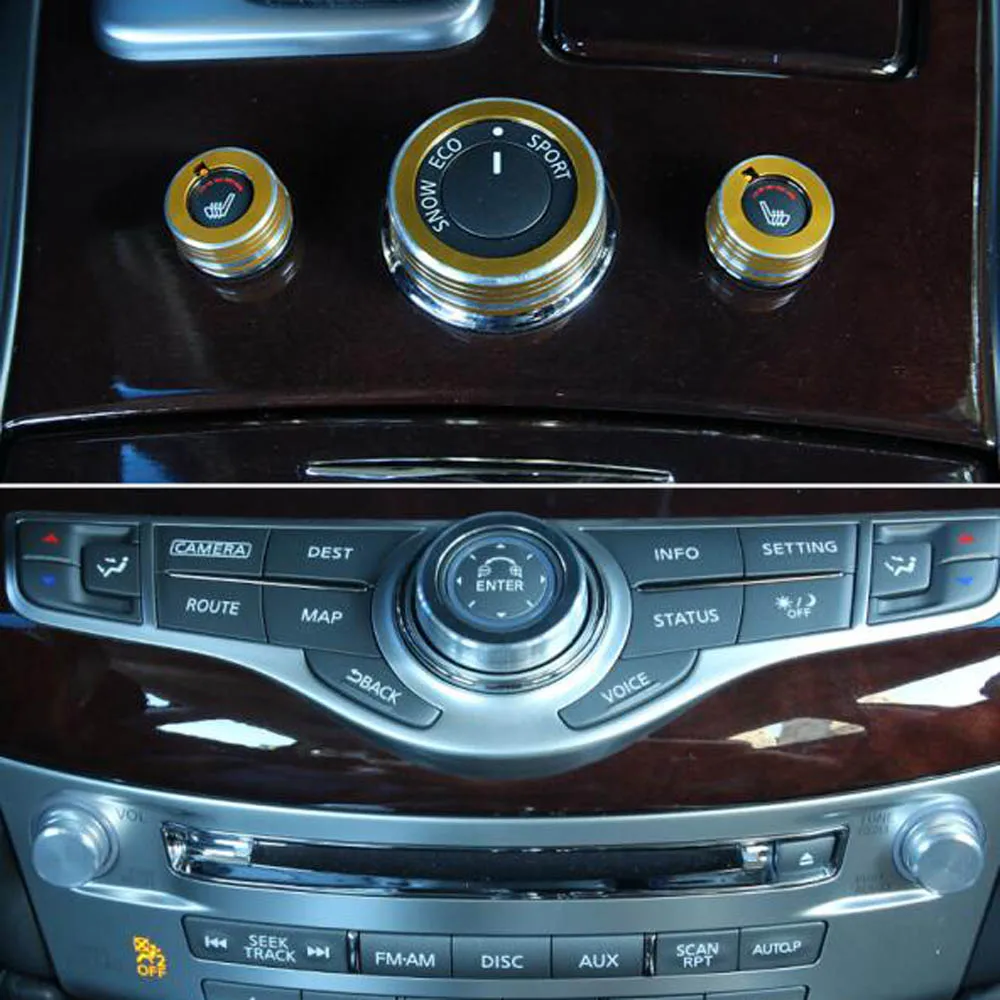 

console Audio button GPS switch Seats heating knob decorative sticker cover trim for infiniti q70 Q70L interior accessories