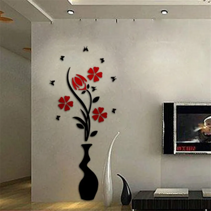 11.11 High Quality DIY Vase Flower Tree Crystal Arcylic 3D Wall