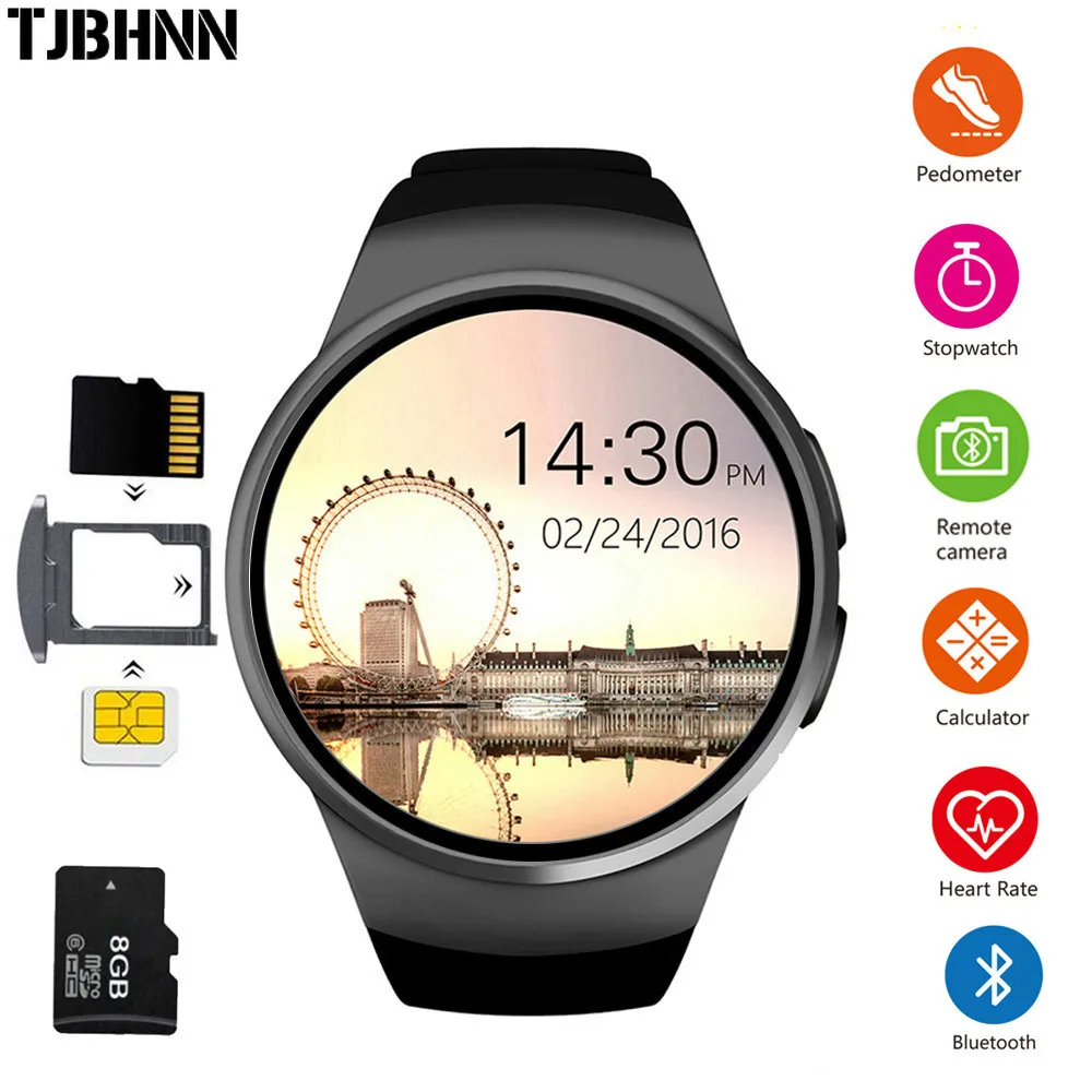 

TJBHNN KW18 Smart Watch Men Support SIM TF Card Bluetooth Call Heart Rate Pedometer Sport Modes Smartwatch For Android IOS