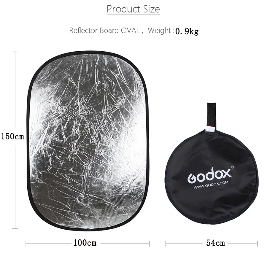 Портативный складной светильник Godox 100*150 см, 2 в 1, овальный отражатель для фотосъемки, для студии, мультидисковые рассеиватели для фотосъемки
