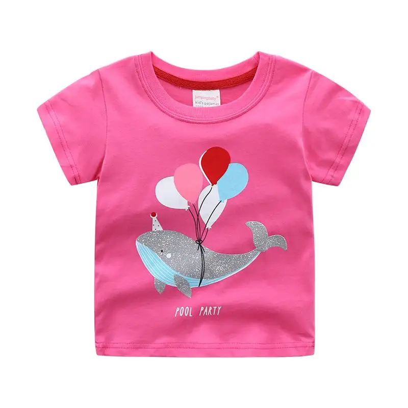 Детская футболка Повседневная футболка с принтом акулы, динозавра и животных футболка с рисунком для маленьких мальчиков и девочек летние детские футболки, топы - Цвет: balloon