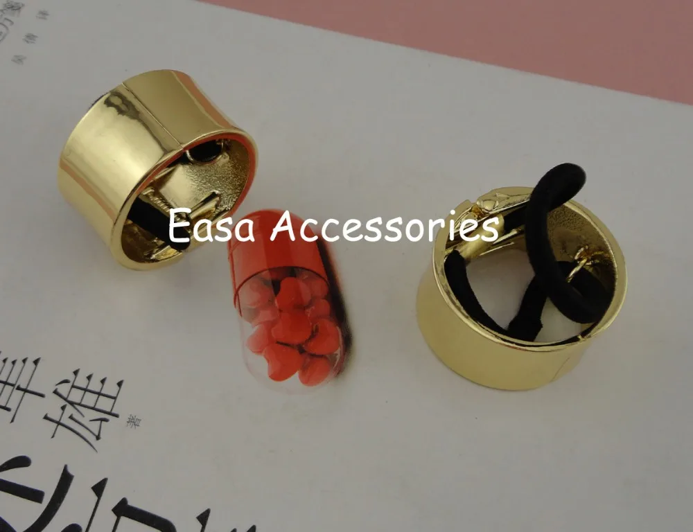 

Golden Alloy Ponytail Cuff holder with elastic hairbands,Metal Snap Circle Ponytail Holder for Girls
