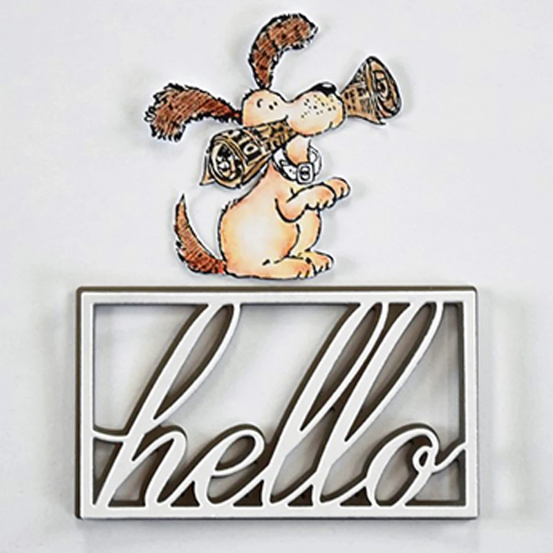 

The Word"hello" in the Frame Metal Cutting Dies New 2019 Stencils for DIY Scrapbooking DIY Paper Cards Craft Making Decoration