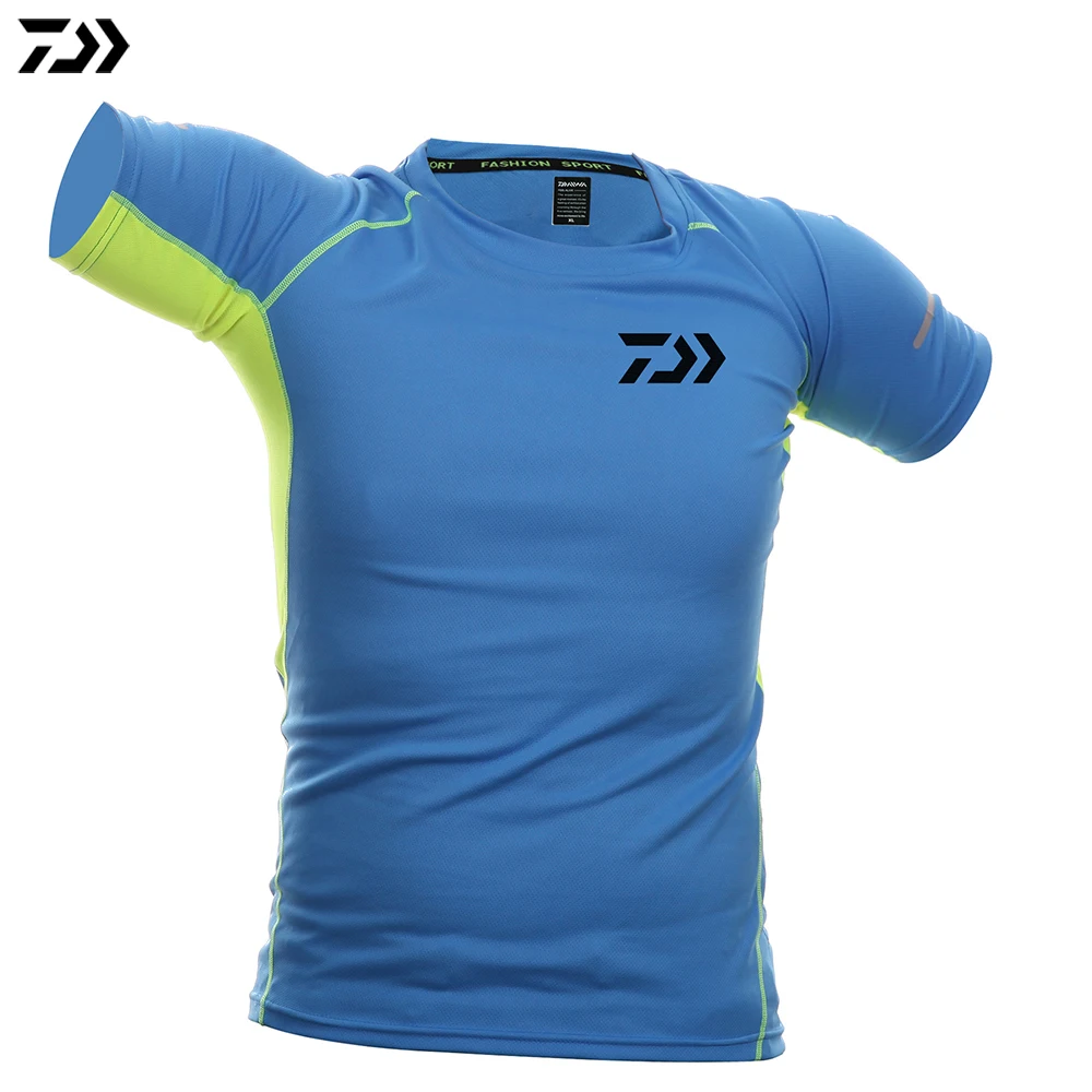 Рубашка Daiwa Лоскутная рыболовная футболка одежда для рыбалки Мужская дышащая быстросохнущая рыболовная рубашка с коротким рукавом Одежда для рыбалки