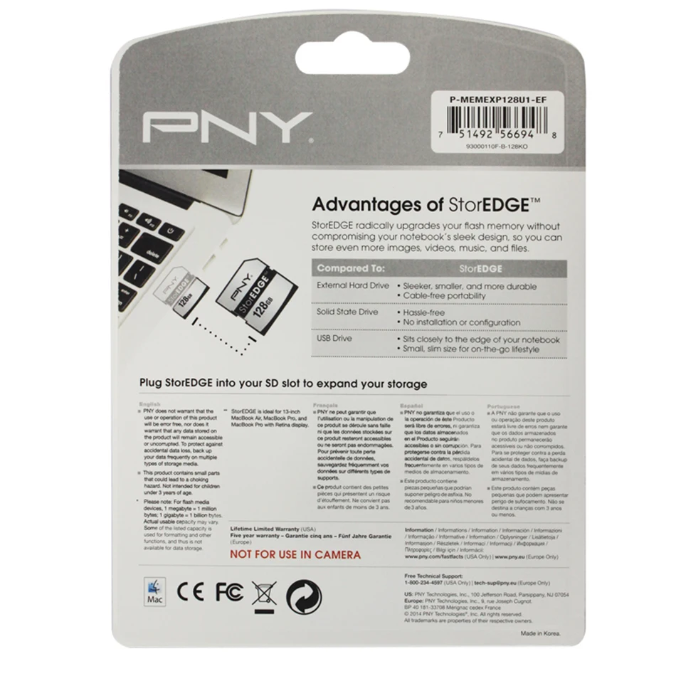 Sd карта PNY StorEDGE для Apple 64 ГБ 128 90MB.S SDXC MacBook Air Mac Pro Retina мониторы высокая