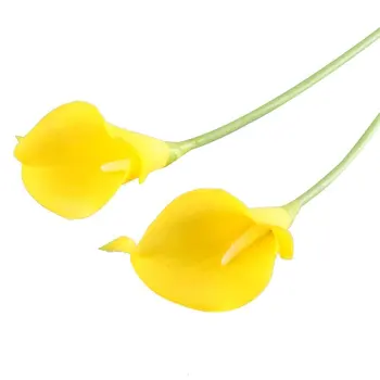 

ALIM 10pcs Elegant Lifelike Real Touch Artificial PU Calla Lily Flower Wedding Flower Bouquets (Yellow)