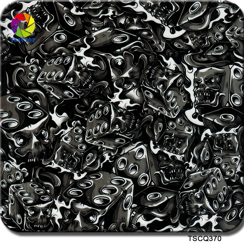 

Free shipping 0.5mX2m skull hydrographics water transfer CS370 wtp printing film