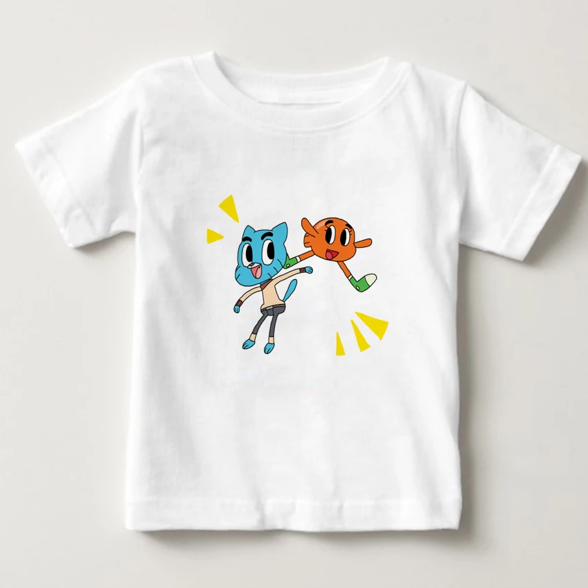 Футболка «Удивительный мир Гамбола» Детская футболка с короткими рукавами модная футболка с принтом хлопковая Футболка с круглым вырезом футболки для мальчиков и девочек