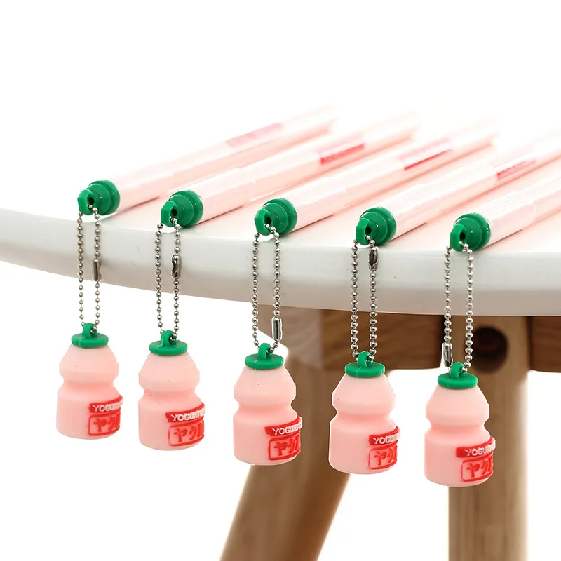 

0.5mm Novelty Creative Cute 3D Yakult Milk Bottle Pendant Gel Ink Pen Kawaii Escolar Papelaria School Office Supply Gift