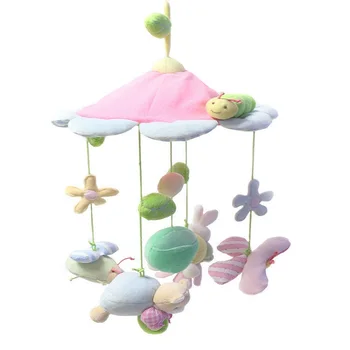 

Cute Animals Pink Flower Baby Bed Toys Newborn Infant Stroller Bed Hanging Kids Toy Eyes Training Mobile Baby Car Music Rattles