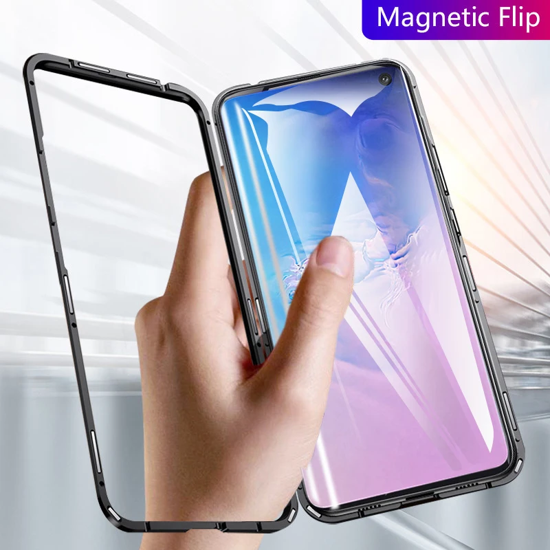 Magnet Bumper Case on For Samsung Galaxy S10 S10E S10plus mobile Phone Cases A20 A30 A50 S8 S9 J4 J6 plus note 8 9 A7 A9 M20 | Мобильные