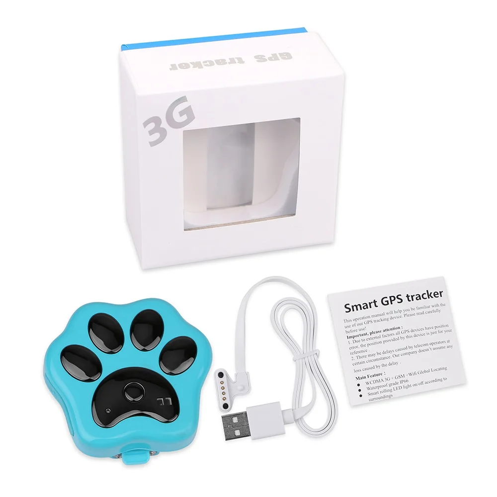 3g gps-трекер для собак, домашних животных, смарт-кошек, собак, устройство для слежения за домашними животными, голосовой монитор, водонепроницаемый, анти-потеря, WiFi, глобальная RF-V40, бесплатное приложение - Цвет: Blue