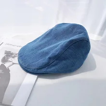 New Denim Beret Hat for Women Casual Jean Ivy Flat Cap Spring Summer Vintage Newsboy Style Cabbie Visor Retro Peaked Cap