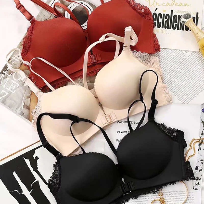 

PeachBox Sexy Back Ultra-thin Women's Underwear Set, Deep V, Buttoned Up Front, New Bra Without Hoop.
