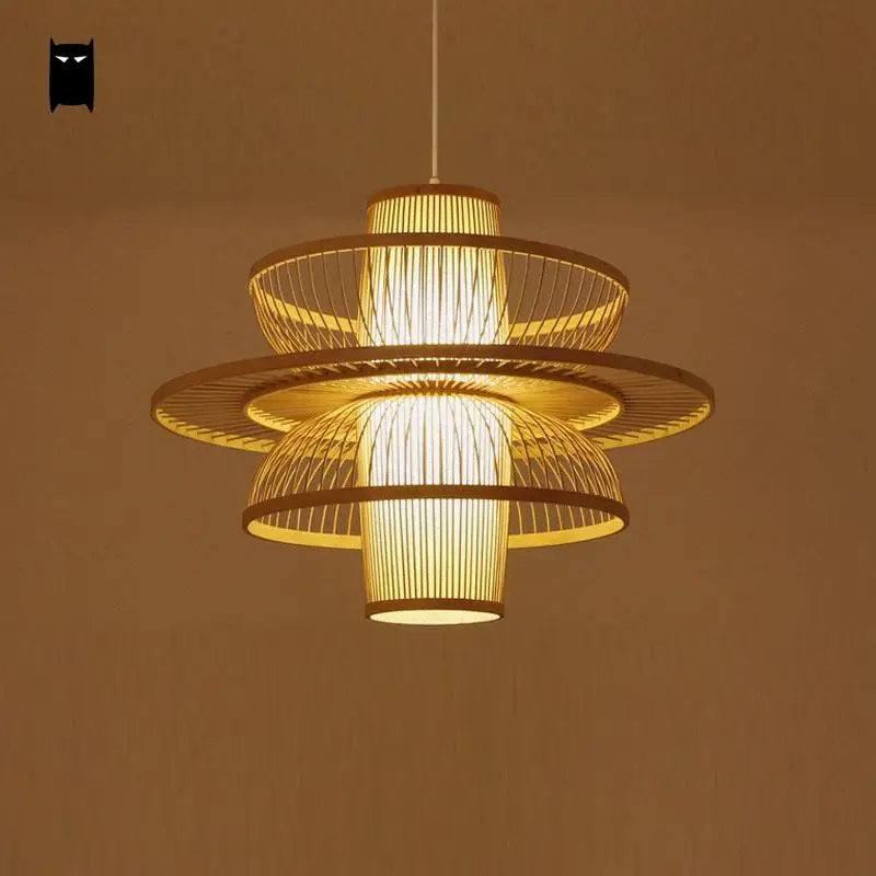 Whole Asian Lighting Fixtures From China Bamboo Wicker Rattan Dancer Lampshade Pendant Light Fixture Asian Japanese Art Deco Hanging Ceiling Lamp Plafon