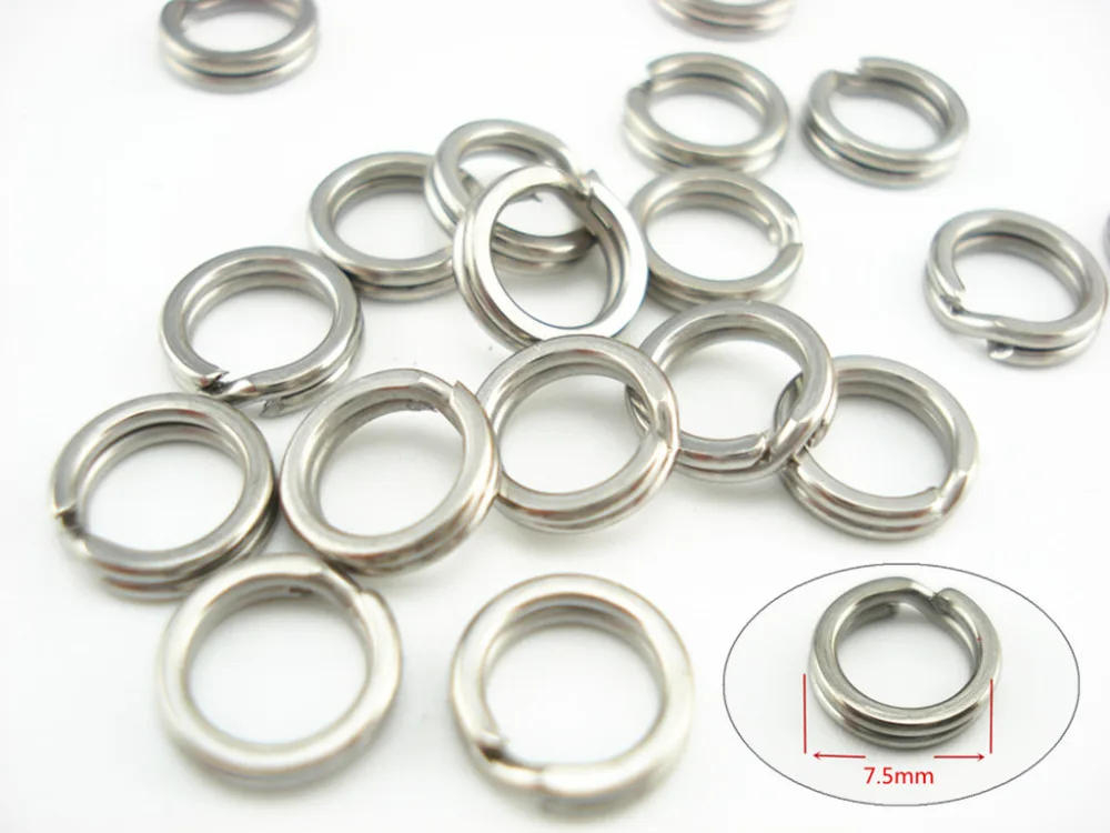 200Pcs*OD 7.5MM Stainless Steel Split Rings For Fishing Lures & Tackle