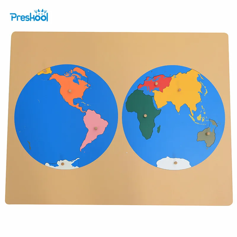  Baby Toy Montessori Puzzle Map Globe Global Puzzle Map of World Parts Early Childhood Education Kid