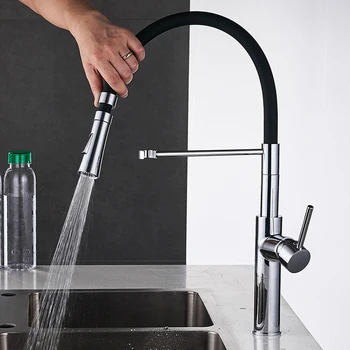 

Kitchen Faucets Dual Sprayer Nozzle Torneira De Cozinha Chrome Kitchen Sink Crane Deck Mount Pull Down Mixer Water Taps LK-9910